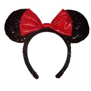 Disney Parks Sequins Black and Red Minnie Mouse Ears Headband​